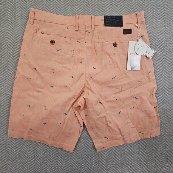 Jachs New York Twill Shorts Men's W32 9" Inseam Pink Surfboard Motif NWT - Picture 6 of 10